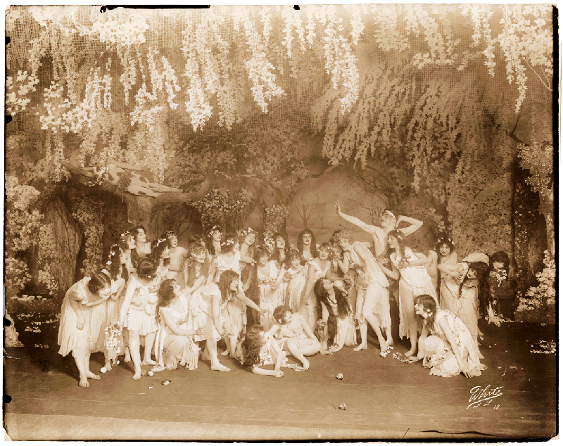 Photo of an old stage production, play.