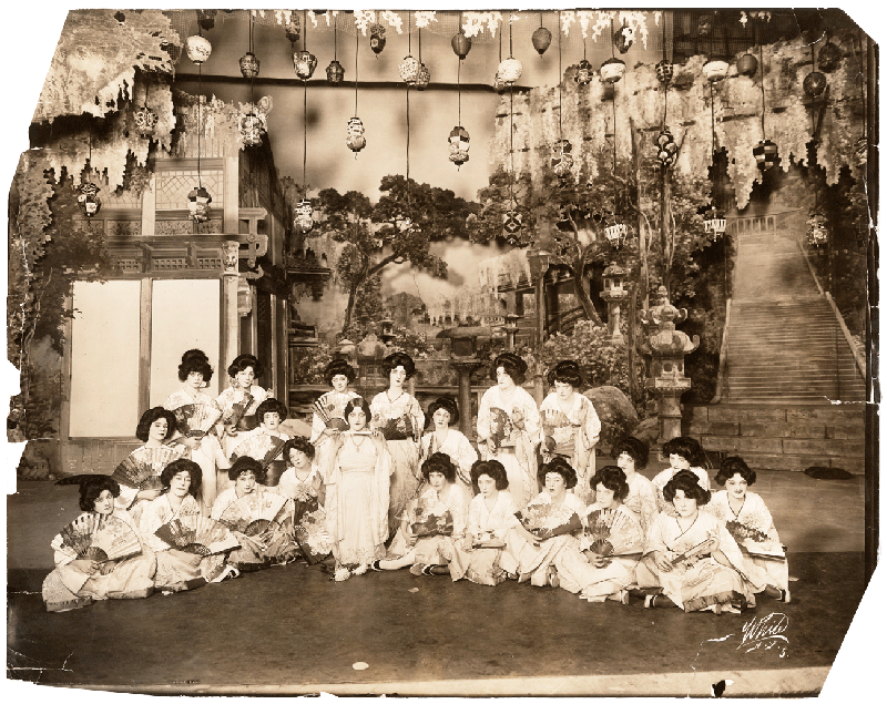 Photo of an old stage production, play.